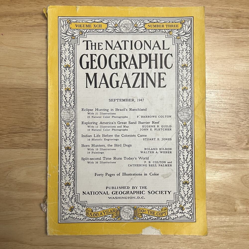 Vintage National Geographic September 1947 Brazil Sand Barrier Reef Dogs